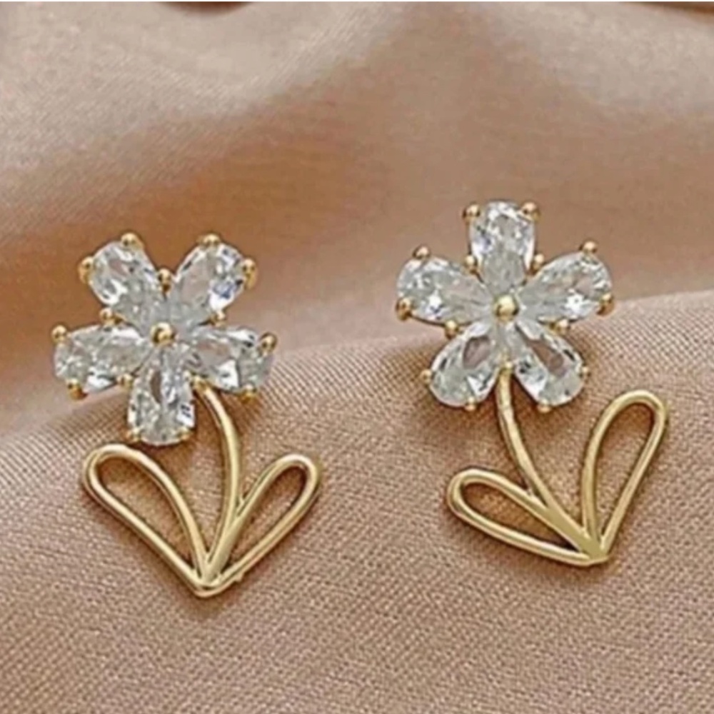 ✨ FREE Rhinestone Flower Boho Peasant Stud Art Hipster Hippie Chic Earrings